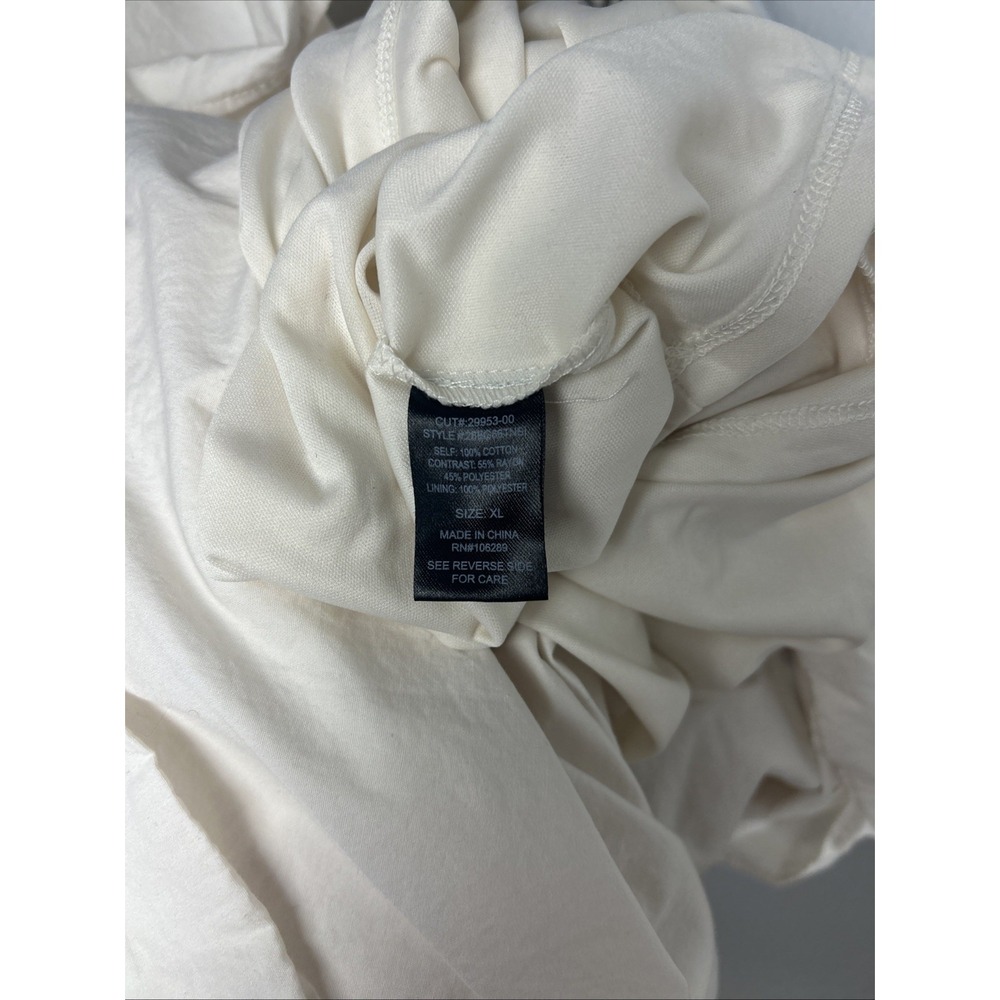 Trixxi Maxi Sun Dress XL Ivory Smocked Tiered‎ Black Bow Strap Pockets - Picture 6 of 9